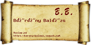 Bárány Balázs névjegykártya