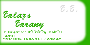 balazs barany business card